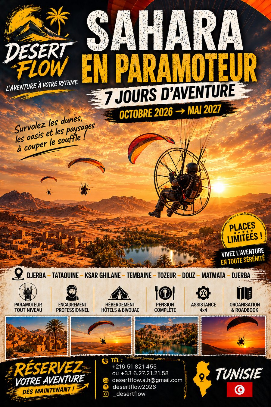 Affiche Sahara en paramoteur